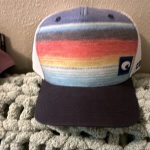 Costa Striped Sunset Trucker Hat in Navy and Multi